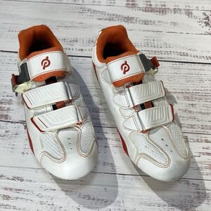 Peloton Women PL-SH-01 Cycling Shoes White Orange Size 29 US 8 Great Condition